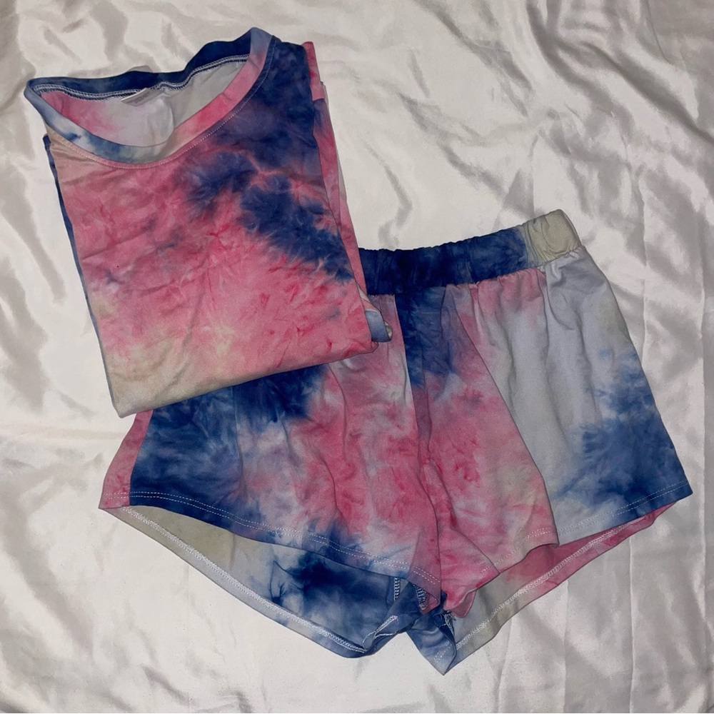 tie dye matching long sleeve pajama set